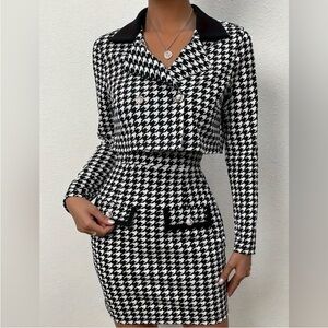 NWOT 2-Piece Houndstooth Cami Dress and Crop Jacket (Size XL)